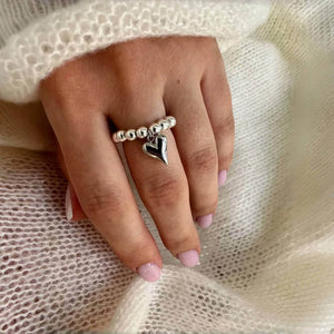 Grunge Heart Charm Ring