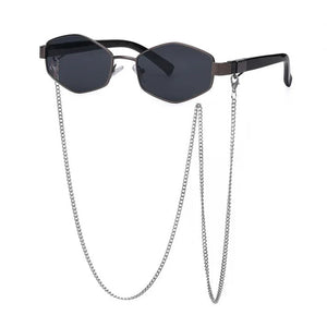 Hexagonal Sunglasses with Chain