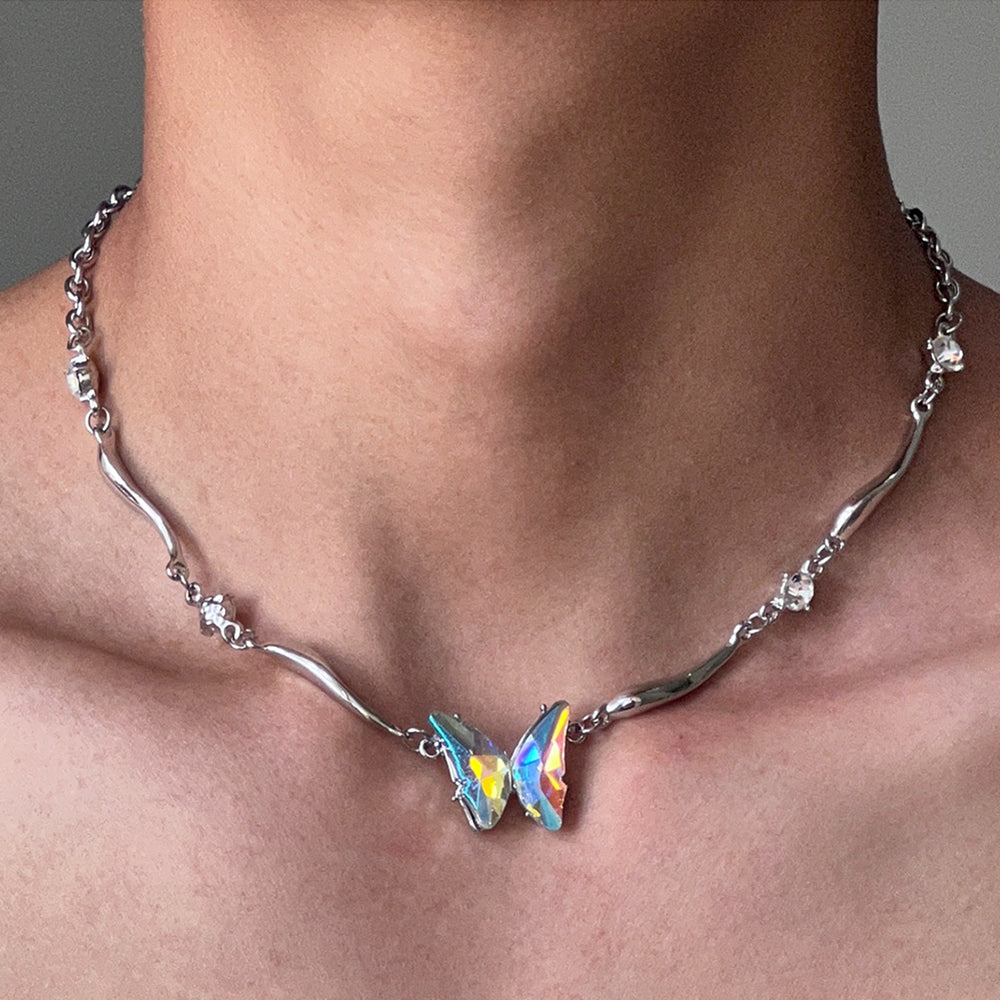 Holographic Butterfly Metal Necklace