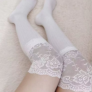 Lace Trim Knee High Socks