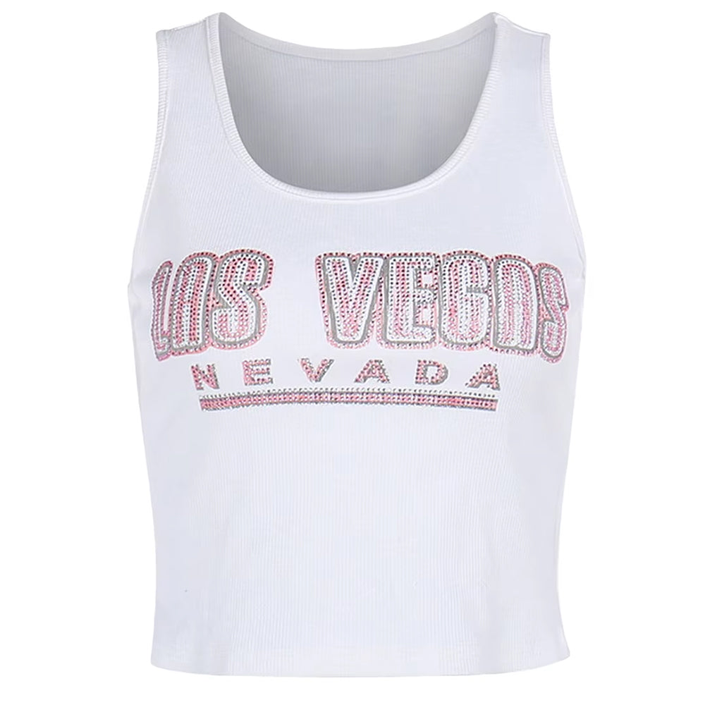 Las Vegas Rhinestone Ribbed Tank