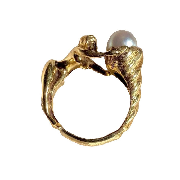 Minimalist Aesthetic Asymmetrical Pearl Ring