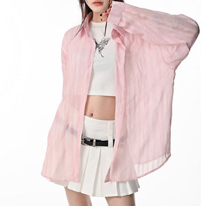 Pink Sheer Oversized Shirt