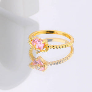Pink Crystal Heart Ring