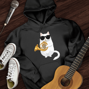 Cat Playing French Horn Hoodie