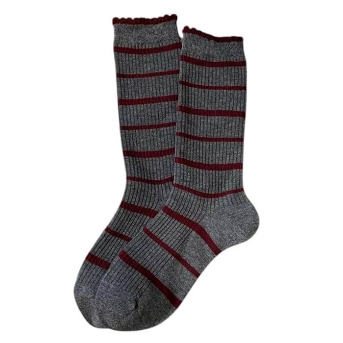 Cozy Red and Grey Patterned Socks