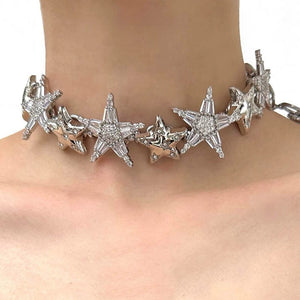 Silver Star Y2K Choker Necklace