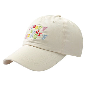 Sleepy and Hungry Embroidery Cap