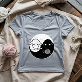 Black & White Sheeps Lady V-neck
