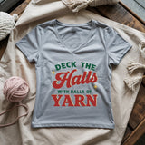 Deck The Hall With Yarn Lady V-neck