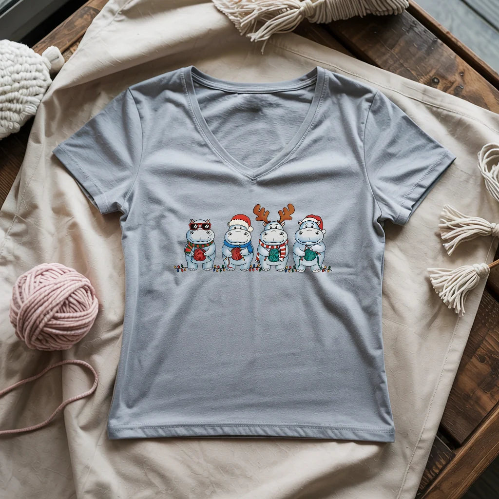 Hippo Knitmas Lady V-neck