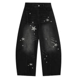 Loose Fit Star Pattern Baggy Jeans