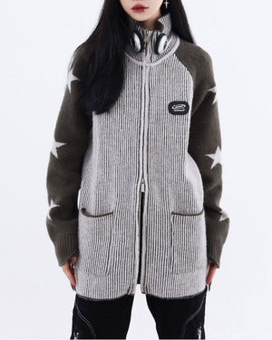 Star Girl Aesthetic Zip Up Sweater