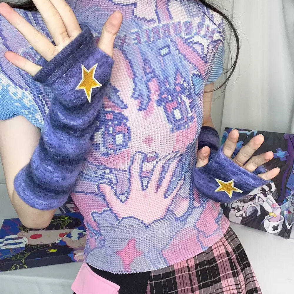 Star Girl Purple Arm Warmers