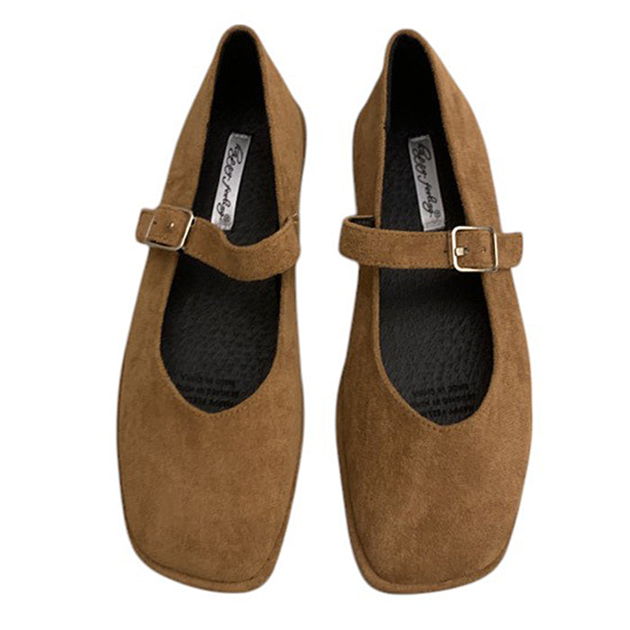 Basic Things Suede Mary Jane Flats