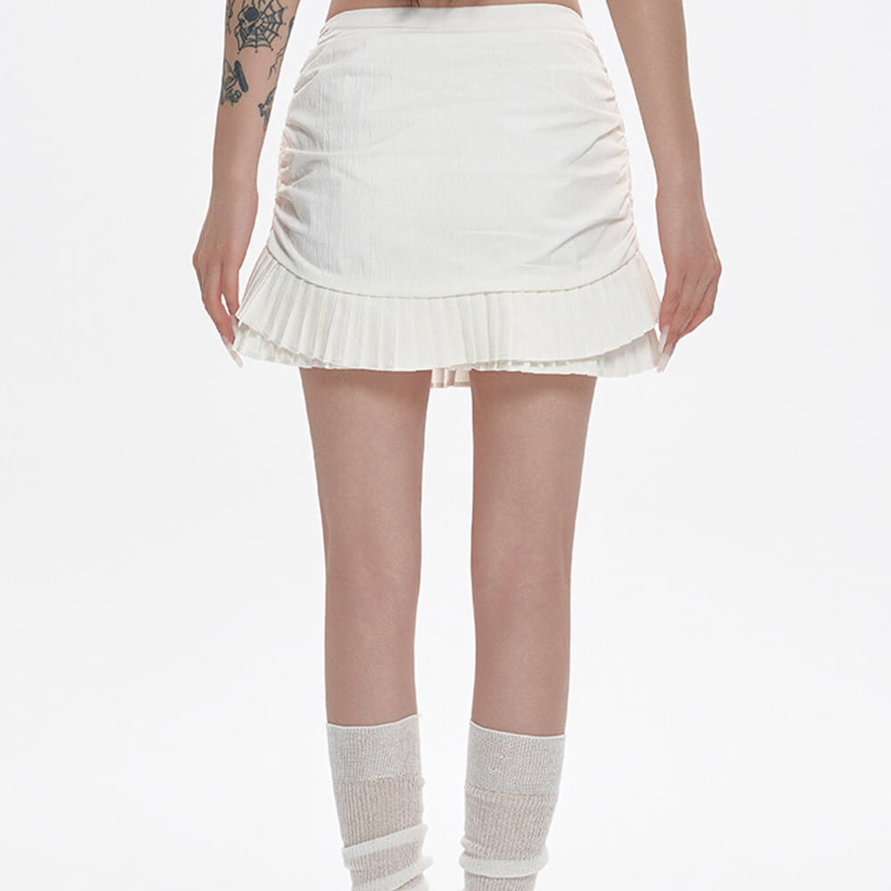 Milk White Double-Layer Mini Skirt