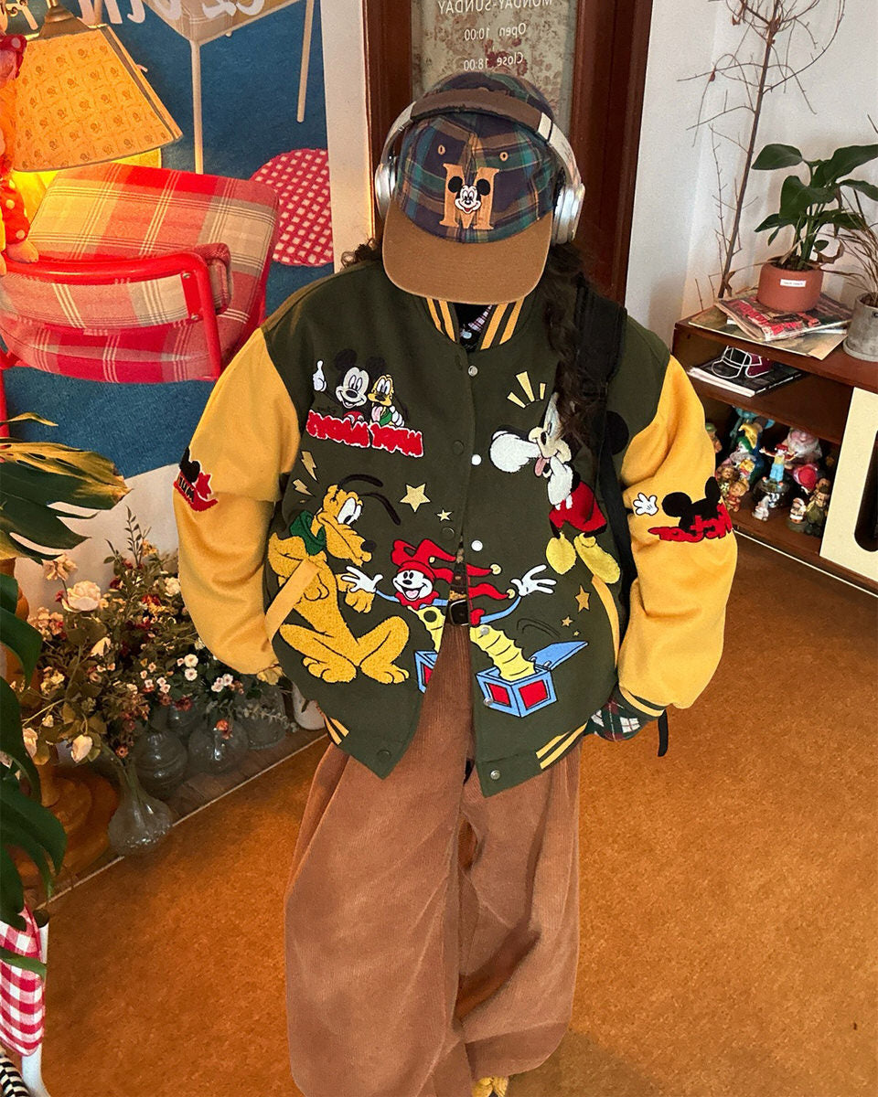 Cartoon College Style Bomber Jacket