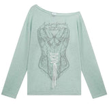 Y2K Corset Print One-Shoulder Top